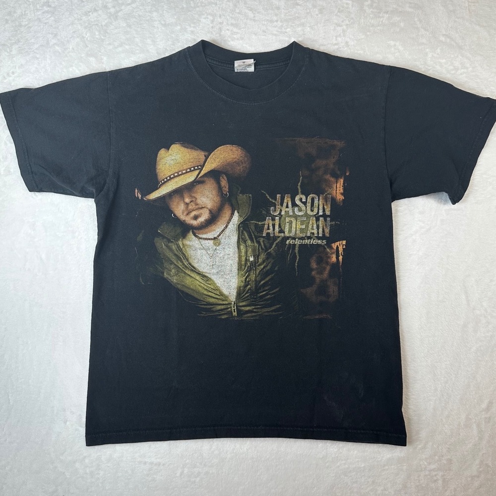 Jason Aldean Relentless 2007 Tour T-Shirt Mens Medium Black Country Music Tee